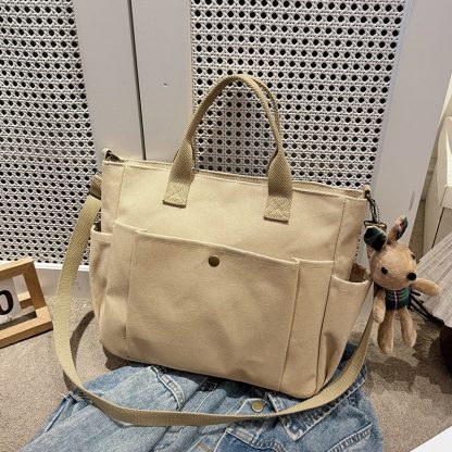 Simple Canvas Large Capacity Crossbody Shoulder Bag - Image 9